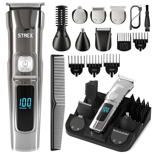 Strex Barttrimmer - 14 in 1 Set - Kabellos & Wasserfest - Multigroomer/Bodygroomer/Trimmer/Bartpflege/Bartschneider