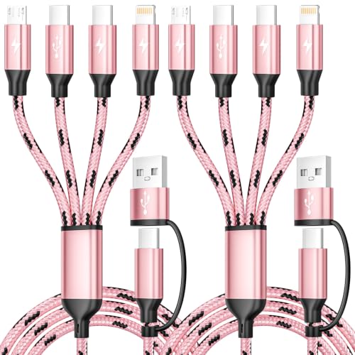Image of Multi Charging Cable 5FT, 4 in 1 Charging Cables for Multiple Devices Pink