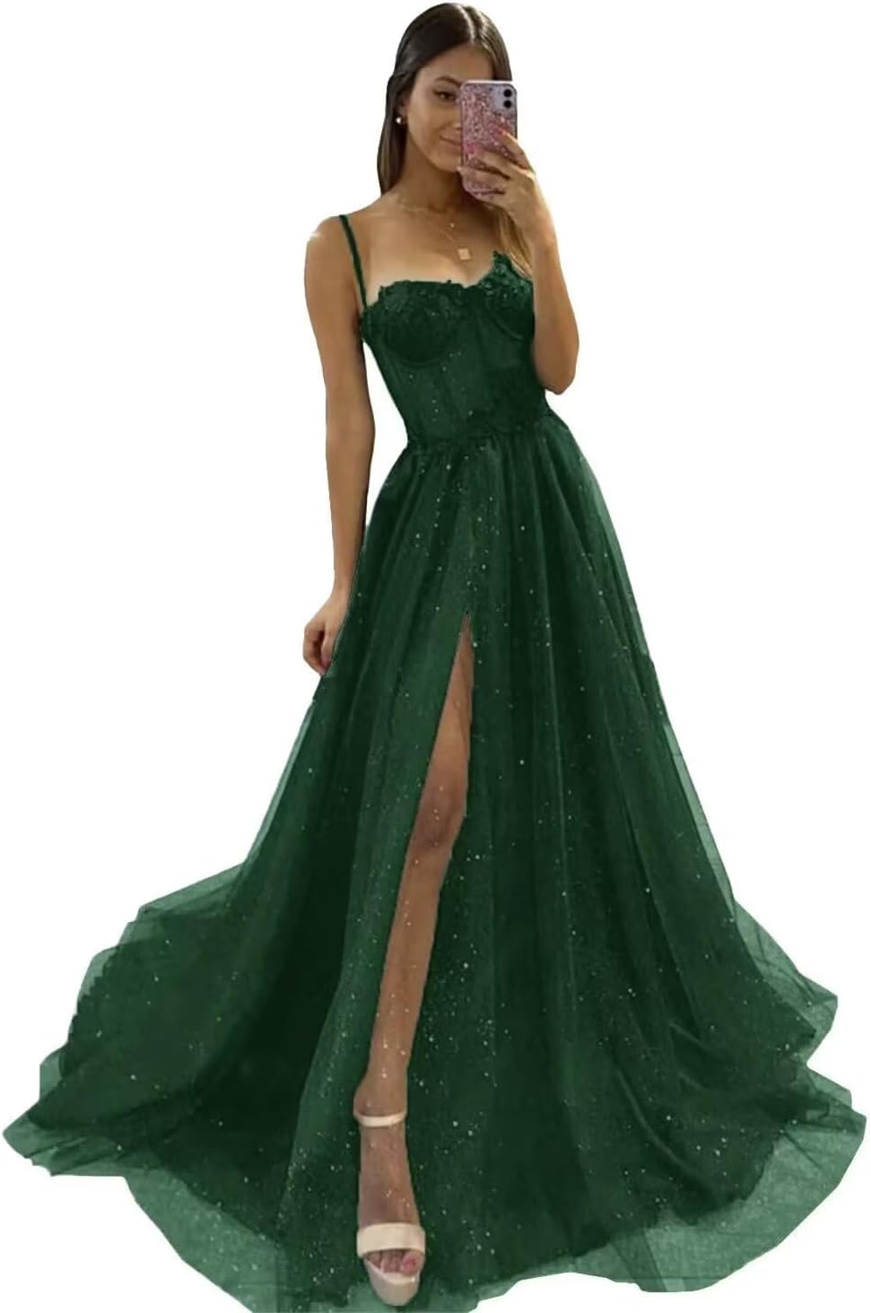 Verde esmeralda con flor 3D