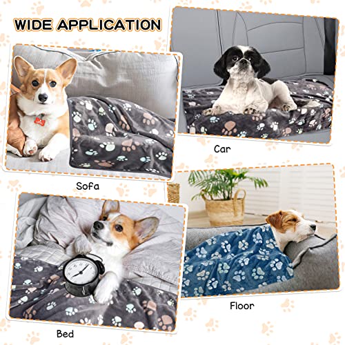Image of 1 Pack 3 Blankets for Dogs, Dog Blankets for Large Dogs, Medium Dog Blanket Super Soft Fluffy Premium Fleece Pet Blanket Flannel Throw for Dog Puppy Cat Paw Blanket,Gray 2+ Blue 1,41x31 inch