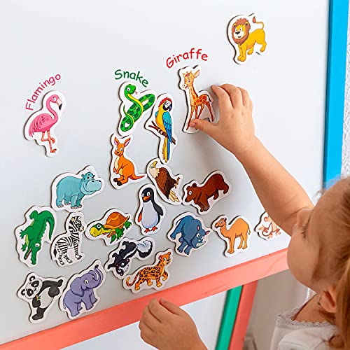 Magdum 20 Glücklicher Zoo Magnete Kinder für magnettafel - Magnet Spielzeug - Kühlschrankmagnete - Kühlschrank Magnete Set -Spielzeug - Lernspiele ab 3 Jahre