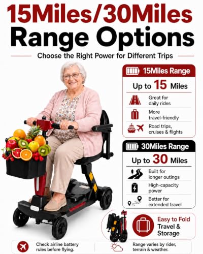 Image of Lightweight Folding Mobility Scooter for Adults & Seniors