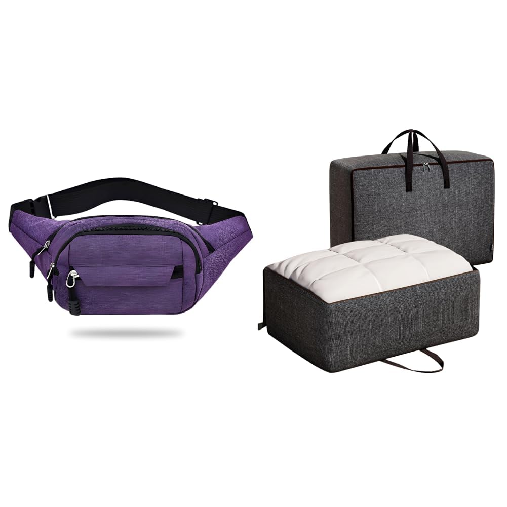 Premium Unisex Waist Bag for Men and Women - Stylish Hip Bag, Fanny Pack, Travel Money + Storage Bag for Clothes, Cloth Organiser for Storage, Under Bed Storage Bag, Wardrobe Bags-image-24