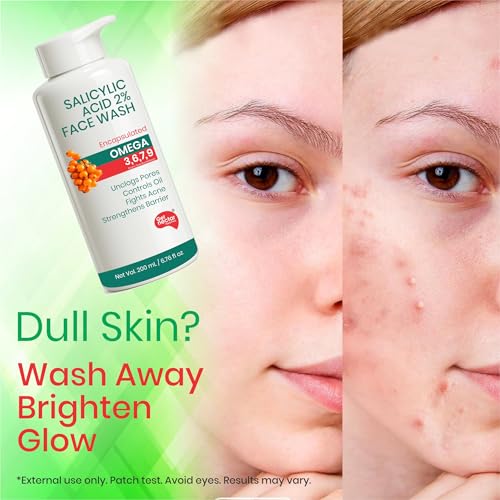 Image of Get Nectar Happiness Korean Glow Essence 2% Salicylic Acid Face Wash for Oily & Acne-Prone Skin | Encapsulated | Omega 3,6,7,9 | Unclogs Pores, Controls Oil, Fights Acne, Soothes Redness 200ml(Pack Of 1)