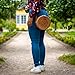 Halmez PREMIUM Rattan Bag for Women Round Handwoven Straw Bag Leather Crossbody Shoulder Strap Handbag Dream Fashion, Brown