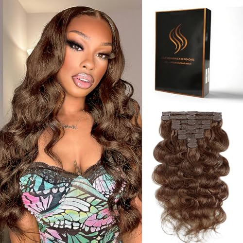 Tandulo Clip in Hair Extensions Real Human Hair Body Wave