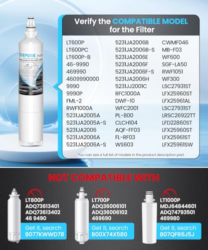 Image of ICEPURE PLUS 5231JA2006A NSF /ANSI 53 & 42 Certified Refrigerator Water Filter, Remove Lead, Replacement for LG LT600P, kenmore 9990, KENMORECLEAR 46-9990, R-9990, 5231JA2006B, FML-2, WFC2001, 3PACK