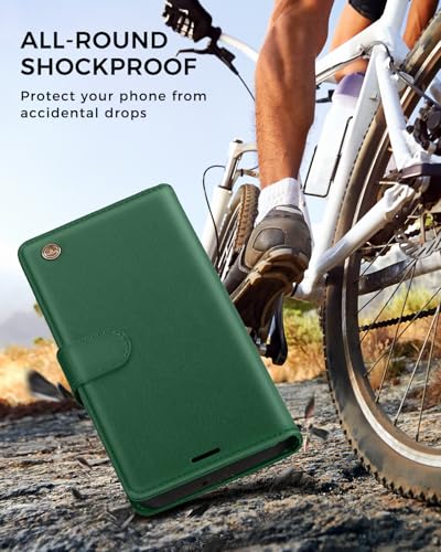 Housse Pixel 9A en cuir de qualité premium étui portefeuille chic vert