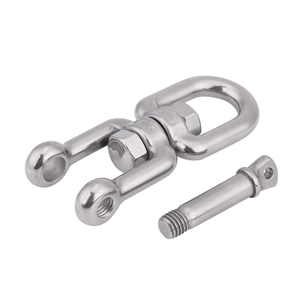 Wytrzymały link obrotowy, 304 Obrotowe szorstki ze stali nierdzewnej oko zaczepowe haczyki Rolling Shackle Maryn z kluczowymi pierścieniami do huśtawki drzewa, huśtawka (12mm)