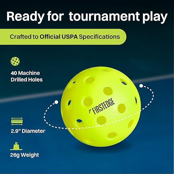 Image of PRO - 40 USAPA Approved Pickleball Ball Outdoor (Set of 6) | Single-Piece Rotational Molded | 40-Hole Design | Durable High-Performance Balls for All-Weather Play