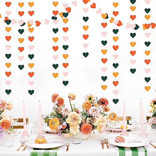 Image of Pink Green Orange Party-Decorations Heart-Garland - 52ft Little Cutie Baby Shower Hanging Decoration Streamers Banner,Wedding Bridal Shower Birthday Spring Summer Fall Autumn Decor Panduola