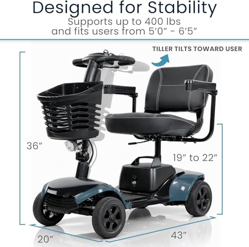 Image of Vive Mobility Scooter for Seniors (400 lb Capacity) - 4 Wheel Electric Wheelchair Scooter for Adults, Elderly - Motorized Power Wheel Chair Mobility Aid - Motor Medical Device - Upgraded Seating