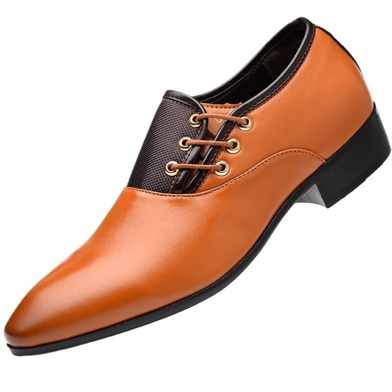 Men's Oxford Shoes Faux Leather Evening Plain Toe Prom Wedding Anti-Slip Rubber Sole Slip Resistant Block Heel Casual Shoe Vintage Lace Up