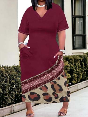 Image of SUZONANA Plus Size Dresses for Curvy Women African Print American Dress Summer Outfits Casual Loose with Pocket