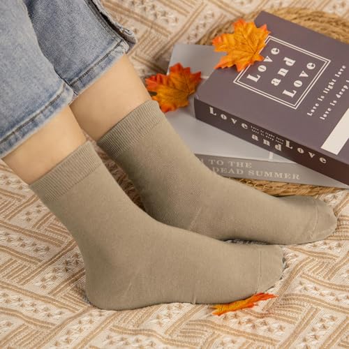 Image of Justay Crew Socks for Women, Cute Knit Boot Dress Cotton Socks | Athletic, Breathable, Warm, Soft, Comfortable, Calf, Gifts, Casual, Size 5-9, Fall