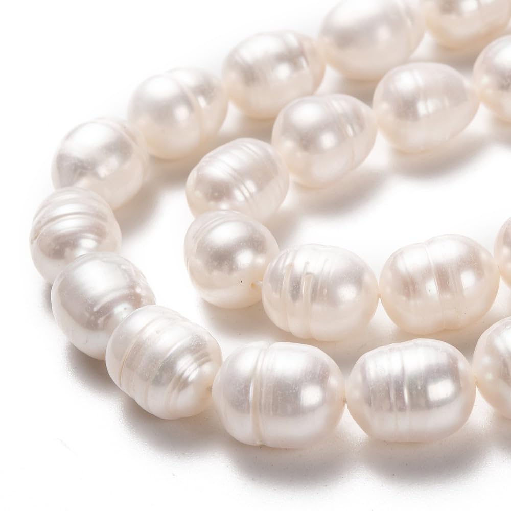 Crafans 30Pcs 11/12 MM Freshwater Pearls Bisque Natural Cultured Pearl Beads Rice Shape Pearls Summer Jewelry Pearl Bead for DIY Crafting Necklace Earring Rings Jewelry Making — image 1
