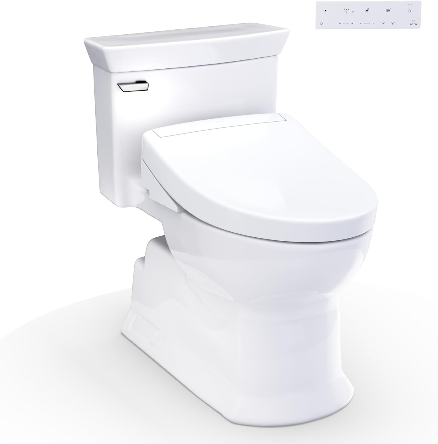TOTO® WASHLET®+ Soirée® Elongated 1.28 GPF Universal Height Toilet with S5 Bidet Seat, Cotton White - MW9643446CEFG#01