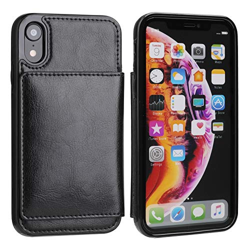 Kihuwey Iphone Xr Wallet Case Credit Card Holder, Premium Leather Kickstand Durable Shockproof Protective Cover Iphone Xr 6.1 Inch(Black) #TOP2