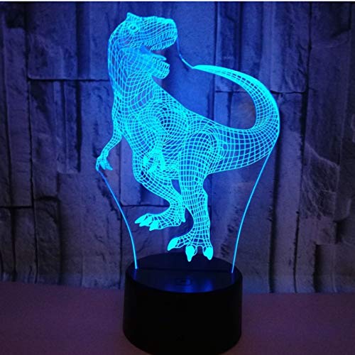 3D Illusion Dinosaurios Lámpara luces de la noche ajustable 7 colores LED Creative Interruptor táctil estéreo visual atmósfera mesa regalo para Navidad