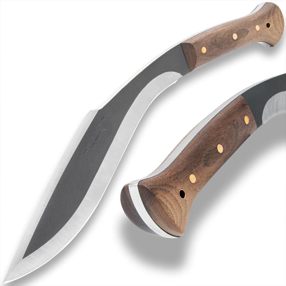 United Cutlery Bushmaster Backcountry Kukri Knife and Sheath | 1065 High Carbon Steel Blade | Hardwood Handle | Brass Pins and Lanyard Hole | For Outdoors | Length 15β