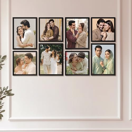 Image of Art Street Photo Frame Set of 8 Black Wall Decor Collage Display Hanging Family Picture Frames Gallery Collection Decor Items Wall Mount Frames Birthday Anniversary, 8x8 and 8x12 In