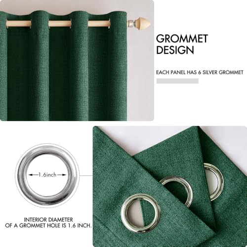 Image of MIULEE 100% Blackout Linen Curtains for Bedroom 42x84 Inches Emerald Green