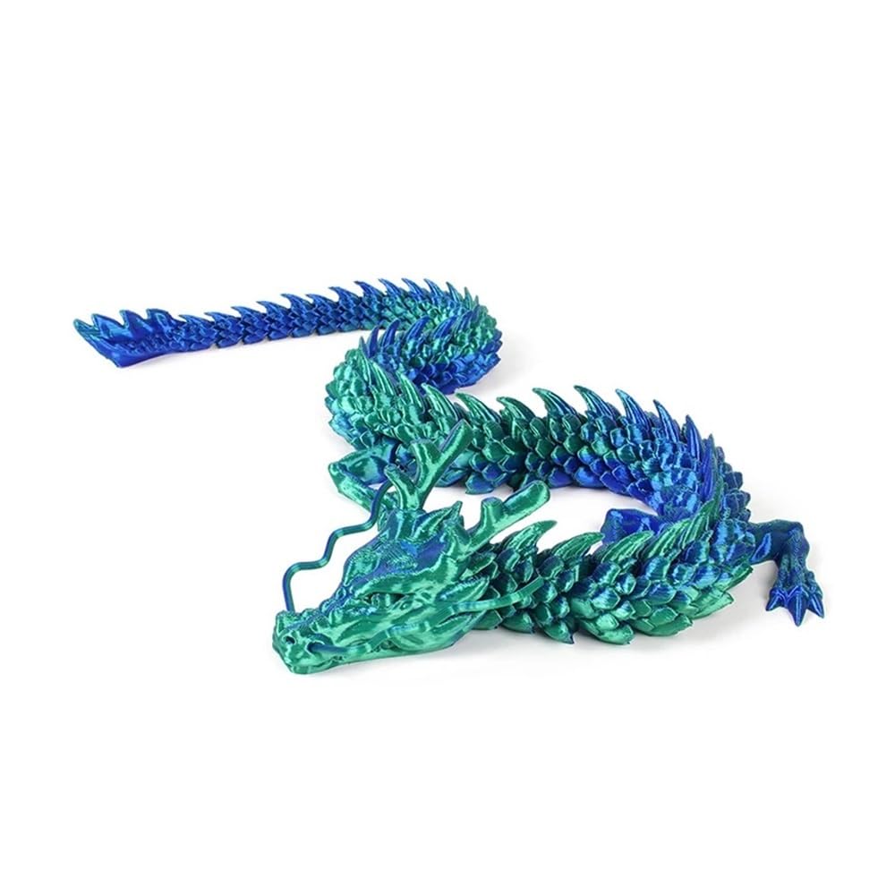 Diyouke 3D Printed Dragon Egg & Dragon Figurine Set, Realistic Movable Dragon Sculpture for Desk Ornament & Collection(Laser Green,30cm)