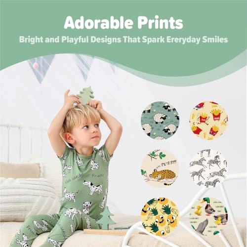 Image of Kids 2-Piece So Soft Playtime Set-Lightweight Viscose from Bamboo Short Sleeve Top&Leggings for Toddler Boy & Girls
