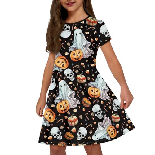 Image of Short Sleeve Dress for Girls with Pockets Cute Toddler Girl Clothes Summer 2-12