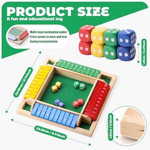 Shut the Box Game, juego educativo de mesa de madera miniatura 2