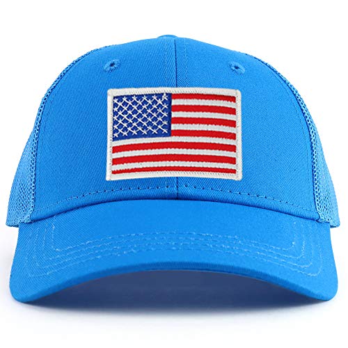 Armycrew White American Flag Patch Youth Size 6 Panel Trucker Baseball Cap
