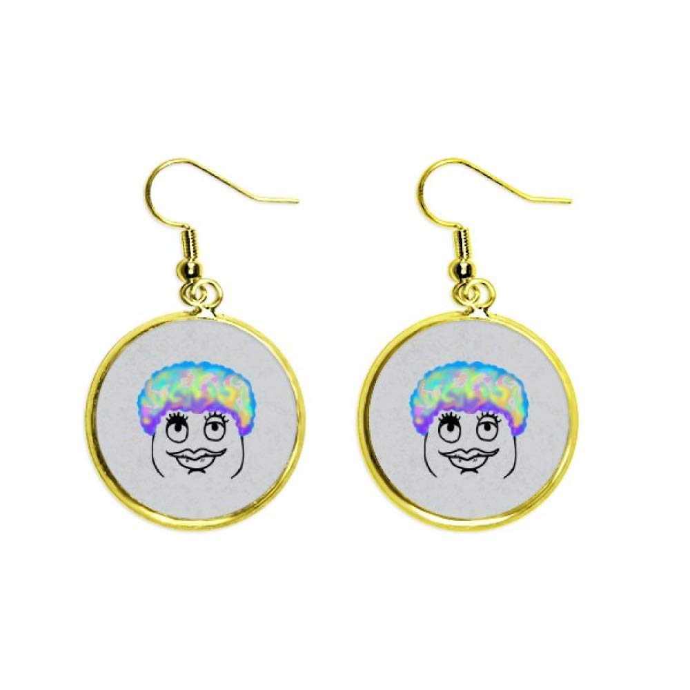 Pendientes de aro dorados con labios negros para mujer 2