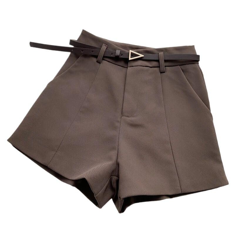 Pantalones cortos casuales para mujer de cintura alta para primavera y verano, café, XL