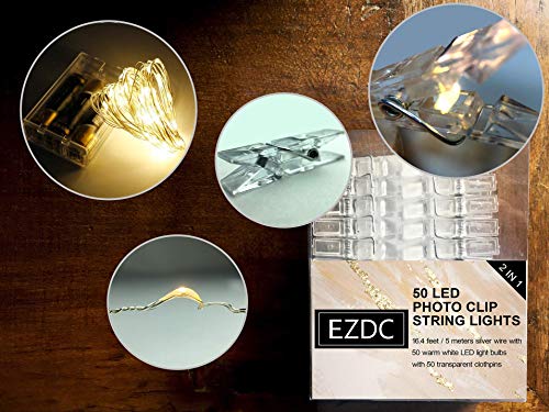 Ezdc 50 Led Photo Clip String , Fairy Lights With Clips For Pictures, Polaroid Lights For Bedroom & Dorm Room Decoration #TOP2