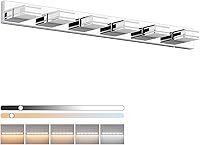 Vista 24 de Ralbay Lámpara de tocador LED moderna de 48 pulgadas para baño, 6 luces, moderna lámpara de pared de baño de acrílico LED en mate negro para tocador
