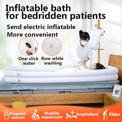 Vasca da bagno gonfiabile per pazienti costretti a letto, sistema doccia portatile con sacca d'acqua e pompa elettrica, aiuto per il bagno per anziani disabili adulti