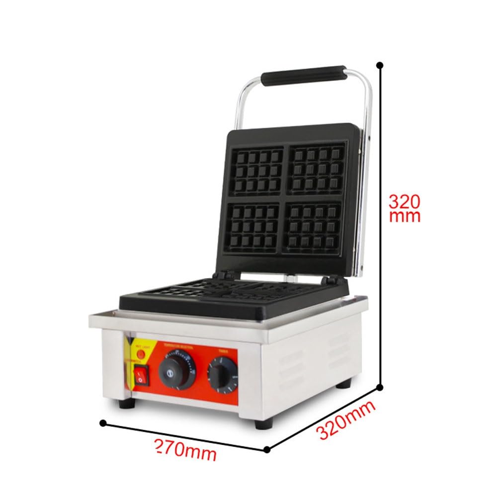Comercial Gofrera Belga Antiadherente Máquina Eléctrica Para Hacer Gofres Acero Inoxidable Control De Temperatura Y Tiempo Para Gofres Dorados Esponjosos Apto Para Restaurante Snack Bar Familia