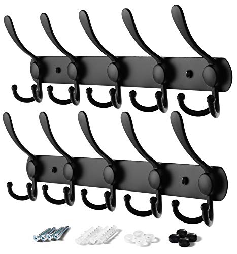 VASGOR 2pcs Heavy Duty Wall Mount Coat Hook, Stainless Steel Rack of 5