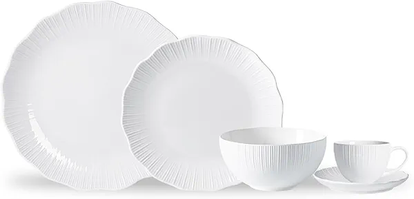 KilomSumat plates and bowls sets - Plates & Bowls and Cup Set for 1, Dishwasher & Microwave Safe, White Kitchen Dinner Set (Plates, Bowls, Mugs) for Home, Restaurant, Daily Use