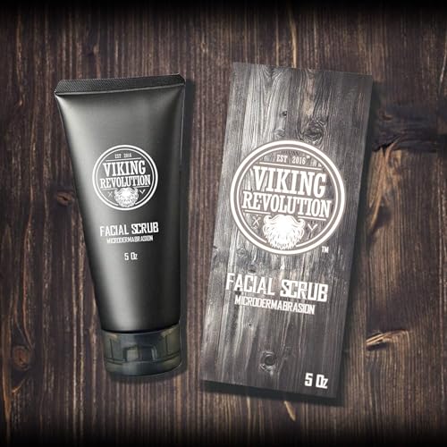 Viking Revolution Mikrodermabrasion Peeling Gesicht Männer - Face Scrub & Gesichtsreinigung für Tiefenreinigung, Gegen Mitesser & Eingewachsene Haare - Pre-Shave Gesichts Peeling (1er-Pack) 150 ml