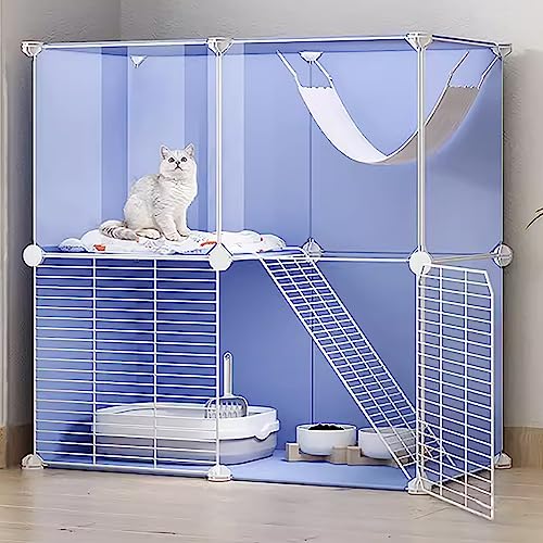 猫ケージ 屋内猫囲い、DIY猫ベビーサークル 金属製犬小屋、猫砂、猫ボウル、猫のハンモック、ペットケージ、取り外し可能な折りたたみ式、子猫、モルモット、子犬、フェレット、チンチラ、raに適しています