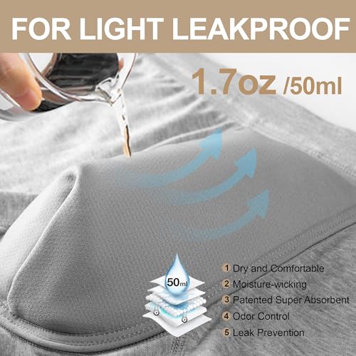 Image of Battewa Incontinence Underwear for Men 50ml Light Absorbent | Urine Leak Proof Boxer Briefs Washable Male Protective Underwear Cotton Bladder Leakage Waterproof Trunks Soft Breathable