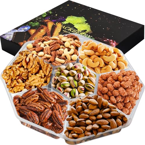 Gourmet Mixed Nuts Gift Basket in Black Gift Box (7 Assortments) Arrangement Fruit & Nut Gift - Care Package For Birthday, Sympathy, Get Well Men, Woman & Families