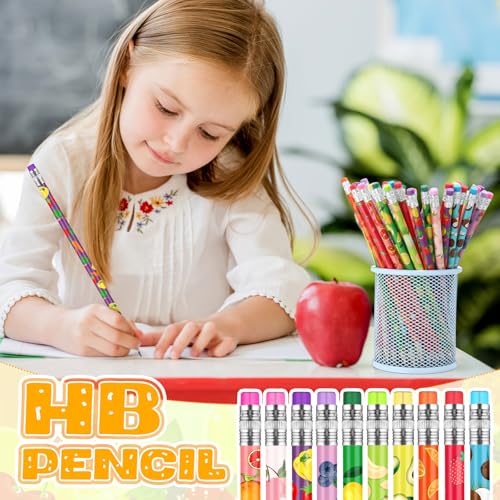 Kosiz 200 lápices de colores con patrón de frutas miniatura 3