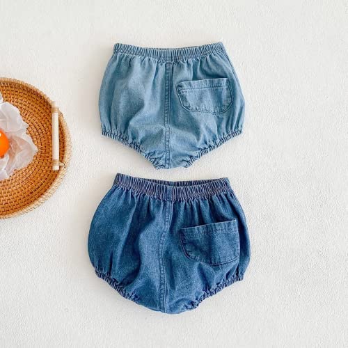 Eishow Baby Girls Boys Denim Bloomers 2Pcs Shorts Toddler Jeans Loose Diaper Cover Harem Shorts Pants Set For 0-3 Years (2 Packs Shorts B,6-12 Months) #TOP2