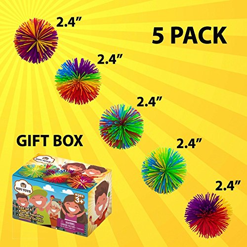 Fun Toy Stringy Balls Game Set Of 5 Bundle Gift Box Bulk Relief Relax Fidget Play Squeeze Sensory Rainbow Splat Ball Monkey Toy Pom Pom Stress Ball Games For Kids Children Adults Office And Home #TOP1