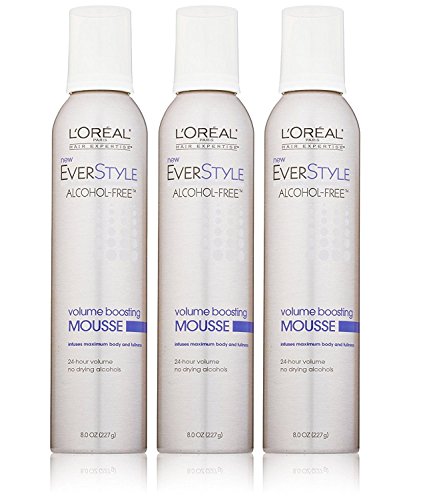 L'Oreal Paris EverStyle Volume Boosting Mousse, Alcohol-Free, 8.0 Fluid Ounce (Pack of 3)