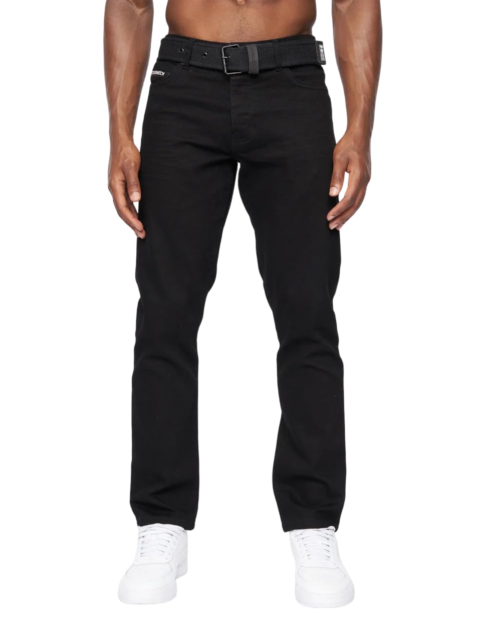 Crosshatch Men's Regular Fit Straight Leg Jeans, Comfortable, Classic Denim, Casual Everyday Wear Black 32W / 30L