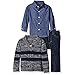 Nautica Baby Three Piece Set with Woven, Striped Shawl Sweater, Denim Jean, Sport Navy, 18 Months