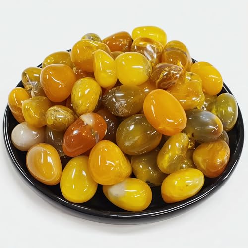 Image of Yellow Agate Healing Crystal Stone Set - 24 Pieces, 0.6 inch Natural & Polished Stones for Healing, Meditation, Reiki, Chakra, Crafting & Decoration